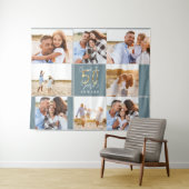 50. Geburtstag moderne Schwarz-Gold-Foto-Collage Wandteppich (Beispiel (Horizontal))