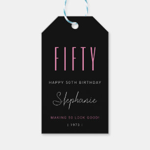 50. Geburtstag Moderne Typografie Simple Black Geschenkanhänger