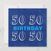 50. Geburtstag Modernes Blau und Silber S302 Einladung (Rückseite)