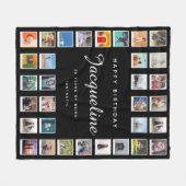 50. Geburtstag Modernes Chic FotoCollage Schwarz Fleecedecke (Vorderseite (Horizontal))