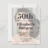 50. Geburtstag Modernes Foto Überraschung Einladung (Rückseite)