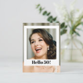 50. Geburtstag Modernes Foto Überraschung Postkarte (Stehend Vorderseite)