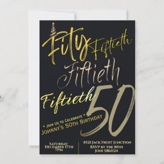 50. Geburtstag Modernes Gold Black Einladung