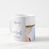 50. Geburtstag modernes graues und marineblaues Fo Kaffeetasse (Vorderseite Links)