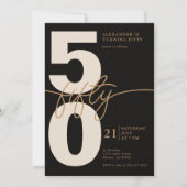 50. Geburtstag Modernes Minimalistisches Schwarzes Einladung (Vorderseite)