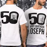50. Geburtstag Mono jetzt und dann Foto-Name T-Shirt<br><div class="desc">50. Geburtstag Mono, 50 individuelle Fotos auf der Vorder-und Rückseite, und plus Name T - Shirt. Spaß 50. personalisiertes Foto Schwarz-Weiß Geburtstag Tee Design. Personalisieren Sie dieses Geburtstagsgeschenk mit einem Foto des Geburtstagsjungen oder -mädchens in der Mitte der Nummer 0 sowohl vorne als auch hinten. Eine tolle Idee, um einen...</div>