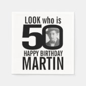 50. Geburtstag Mono sehen 50 benutzerdefinierte Fo Serviette (Vorderseite)