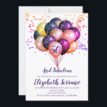 50. Geburtstag Multi Metallic farbene Balloons Einladung<br><div class="desc">Lebhafte,  metallisch gefärbte Ballons und Konfetti 50 und fabelhafte Geburtstagsparty. Für jedes Alter anpassen.</div>
