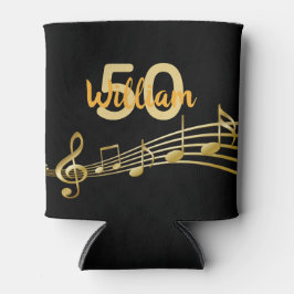 50. Geburtstag Musiknoten schwarzer Goldname Dosenkühler