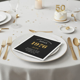 50. Geburtstag Name 1976 Schwarz Gold Elegant Chic Serviette