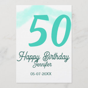 50. Geburtstag Name Datum Jahr grün Pastell fett Einladung