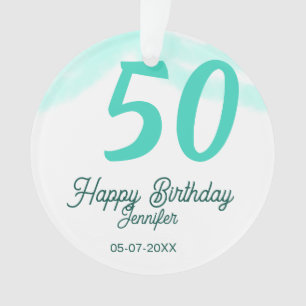 50. Geburtstag Name Datum Jahr grün Pastell fett Ornament