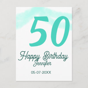 50. Geburtstag Name Datum Jahr grün Pastell fett Postkarte