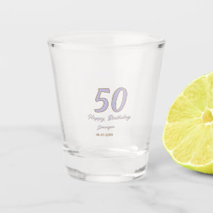 50. Geburtstag Name Datum Jahr lila braun Mode Schnapsglas