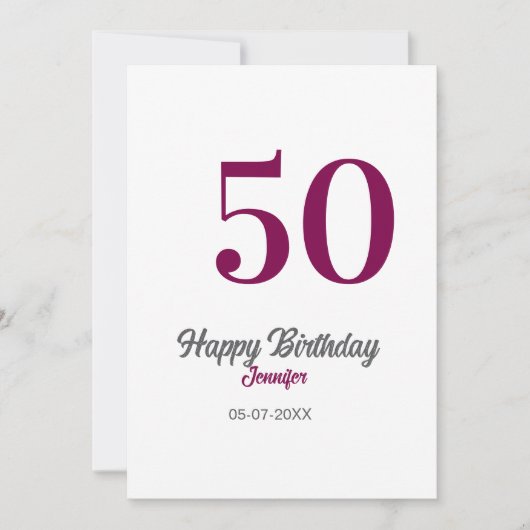 50. Geburtstag Name Datum Jahr Mauve Vorlage (Vorderseite)