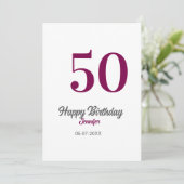 50. Geburtstag Name Datum Jahr Mauve Vorlage (Stehend Vorderseite)