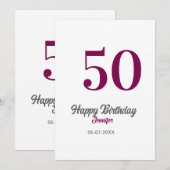 50. Geburtstag Name Datum Jahr Mauve Vorlage (Vorne/Hinten)