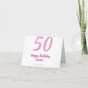 50. Geburtstag Name Datum Jahr pink rot fett Dankeskarte