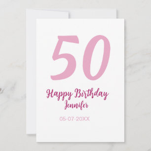 50. Geburtstag Name Datum Jahr pink rot fett Einladung