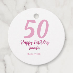 50. Geburtstag Name Datum Jahr pink rot fett Geschenkanhänger