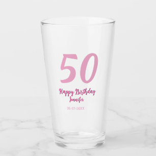 50. Geburtstag Name Datum Jahr pink rot fett Glas