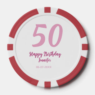 50. Geburtstag Name Datum Jahr pink rot fett Pokerchips