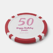50. Geburtstag Name Datum Jahr pink rot fett Pokerchips (Einzeln)