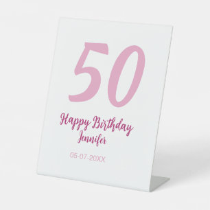 50. Geburtstag Name Datum Jahr pink rot fett Sockelschild