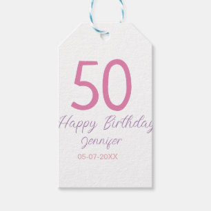 50. Geburtstag Name Datum Jahr rosa Vorlage Geschenkanhänger