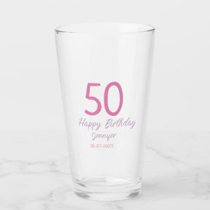 50. Geburtstag Name Datum Jahr rosa Vorlage Glas