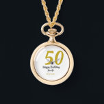 50. Geburtstag Name Datum Jahr schwarze Vorlage ge Armbanduhr<br><div class="desc">bearbeitbares Design</div>