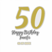 50. Geburtstag Name Datum Jahr schwarze Vorlage ge Aufkleber (Vorderseite)