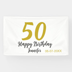 50. Geburtstag Name Datum Jahr schwarze Vorlage ge Banner