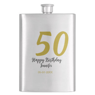 50. Geburtstag Name Datum Jahr schwarze Vorlage ge Flachmann