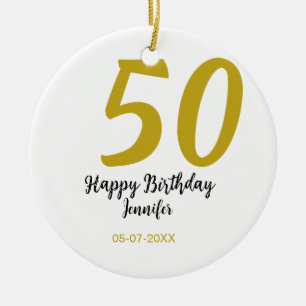 50. Geburtstag Name Datum Jahr schwarze Vorlage ge Keramik Ornament