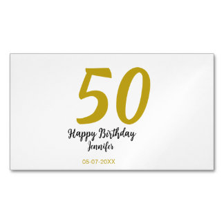 50. Geburtstag Name Datum Jahr schwarze Vorlage ge Magnetische Visitenkarte