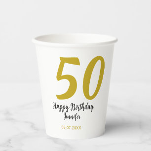 50. Geburtstag Name Datum Jahr schwarze Vorlage ge Pappbecher