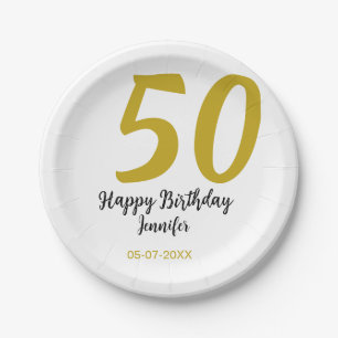 50. Geburtstag Name Datum Jahr schwarze Vorlage ge Pappteller