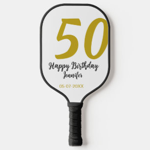 50. Geburtstag Name Datum Jahr schwarze Vorlage ge Pickleball Schläger
