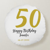 50. Geburtstag Name Datum Jahr schwarze Vorlage ge Rundes Kissen (Rückseite)