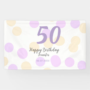 50. Geburtstag Name Datum lila orange Punkte Banner