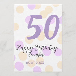 50. Geburtstag Name Datum lila orange Punkte Einladung