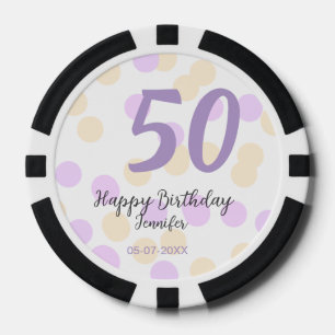 50. Geburtstag Name Datum lila orange Punkte Pokerchips