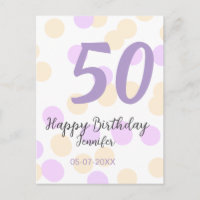 50. Geburtstag Name Datum lila orange Punkte