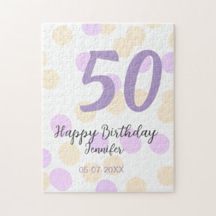 50. Geburtstag Name Datum lila orange Punkte Puzzle