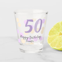 50. Geburtstag Name Datum lila orange Punkte