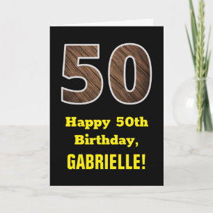 50. Geburtstag: Name, Falsches Holzmaserungsmuster Karte