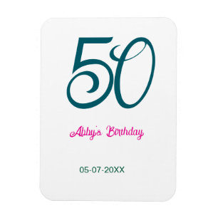 50. Geburtstag Name Jahr Türkis Pink Fett Magnet