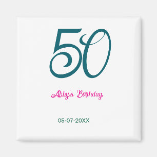50. Geburtstag Name Jahr Türkis Rosa Fett Magnet