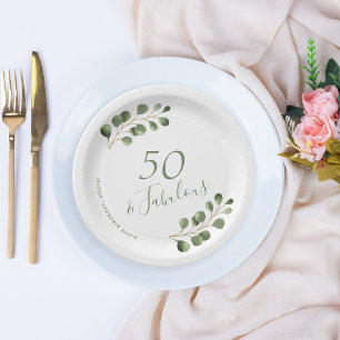 50. Geburtstag Name personalisiert elegant  Pappteller